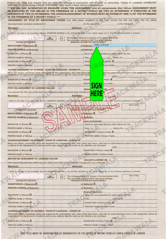 How to Sign Your Louisiana Car Title