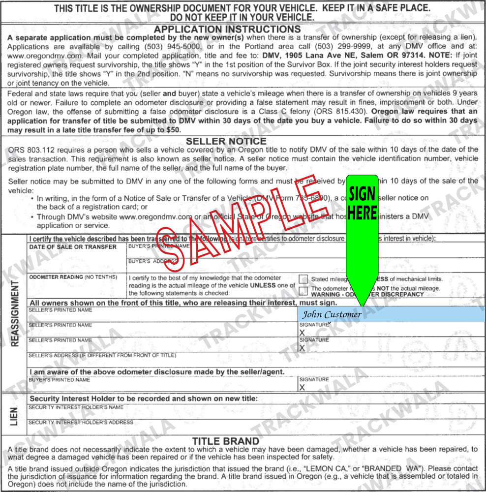 How to Sign Your Oregon Car Title