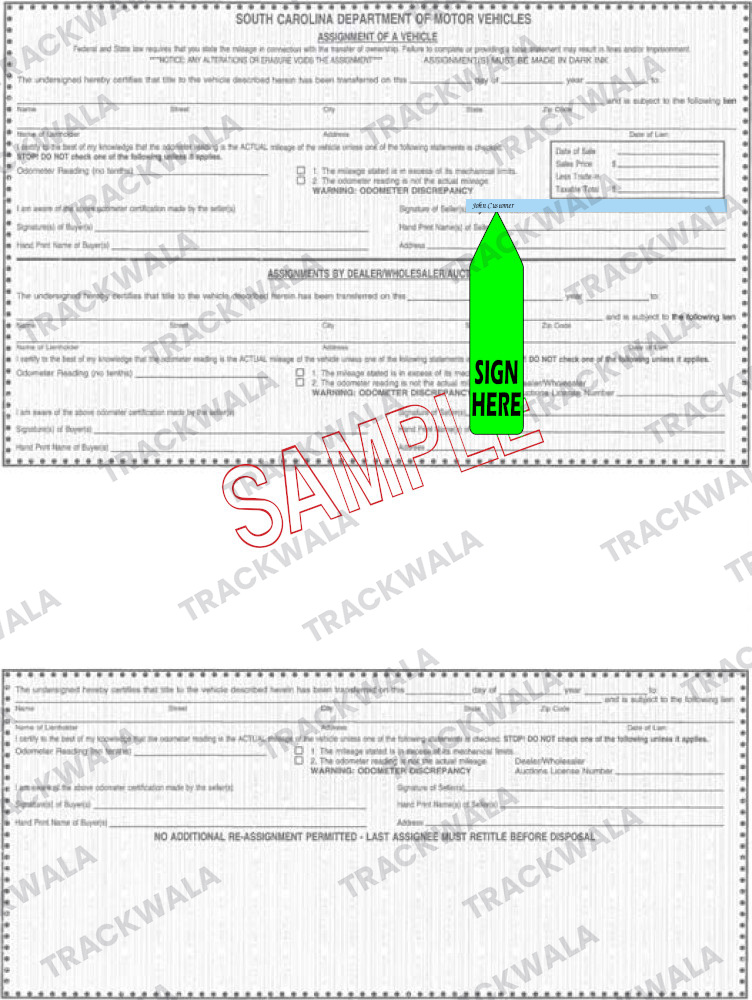How to Sign Your South Carolina Car Title