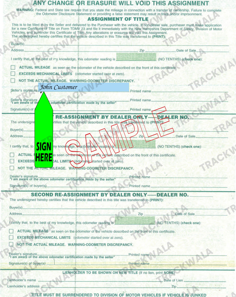 How to Sign Your New Hampshire Car Title