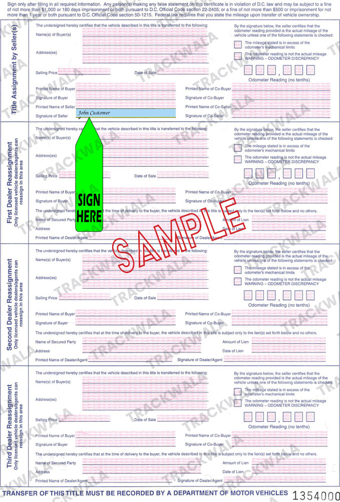 How to Sign Your District of Columbia Car Title