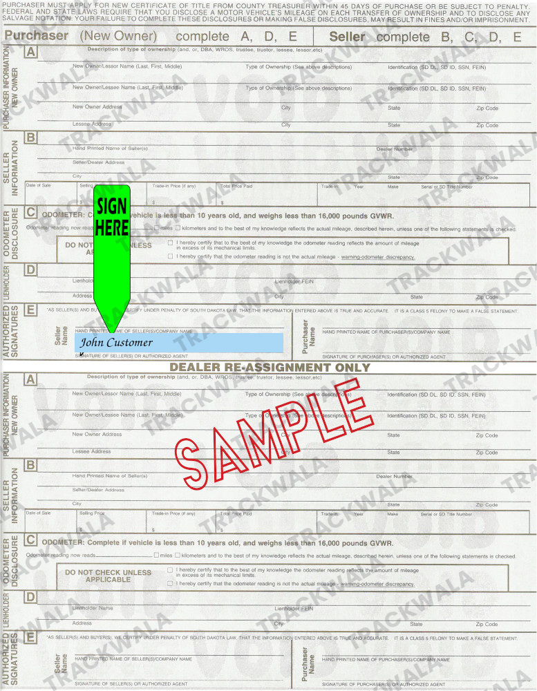 How to Sign Your South Dakota Car Title