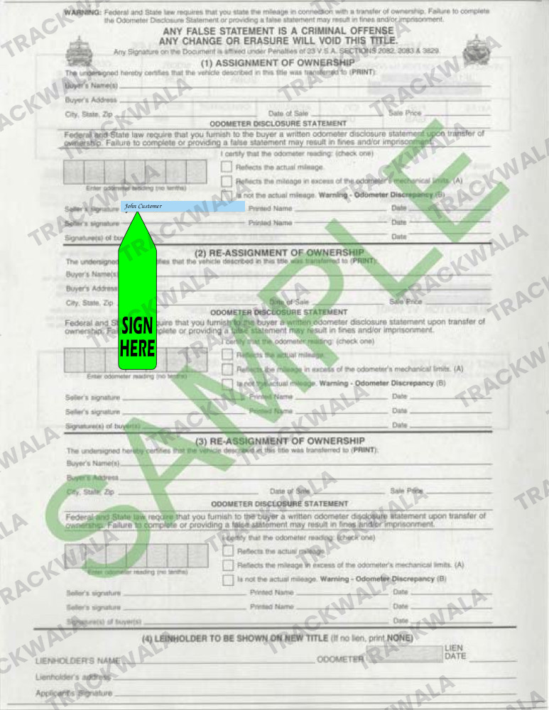 How to Sign Your Vermont Car Title