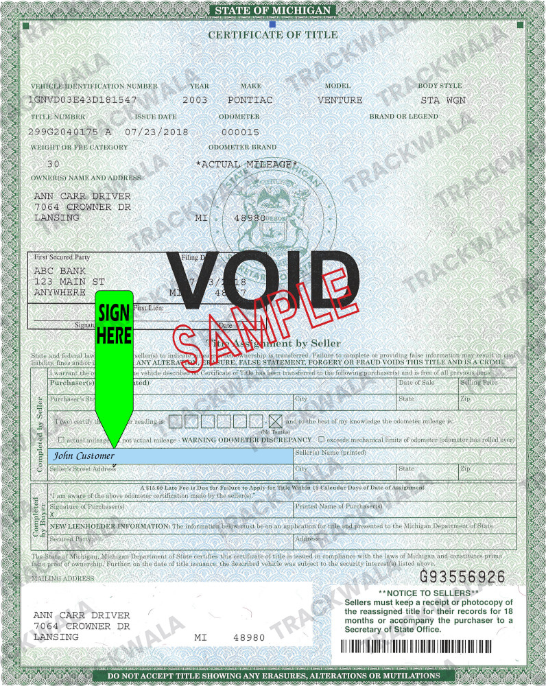 How to Sign Your Michigan Car Title